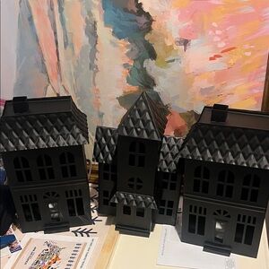 Black Decorative Tin Haunted House Set